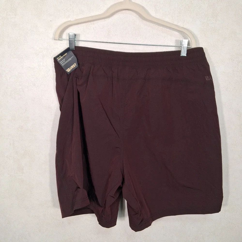 VRST All-In Short Mens Large Burgundy 7 Inch Unlined Water Repellent